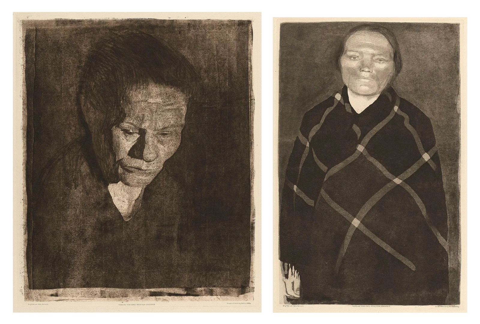 KATHE SCHMIDT KOLLWITZ (Germany/Russian Federation, 1867-1945), Two portraits