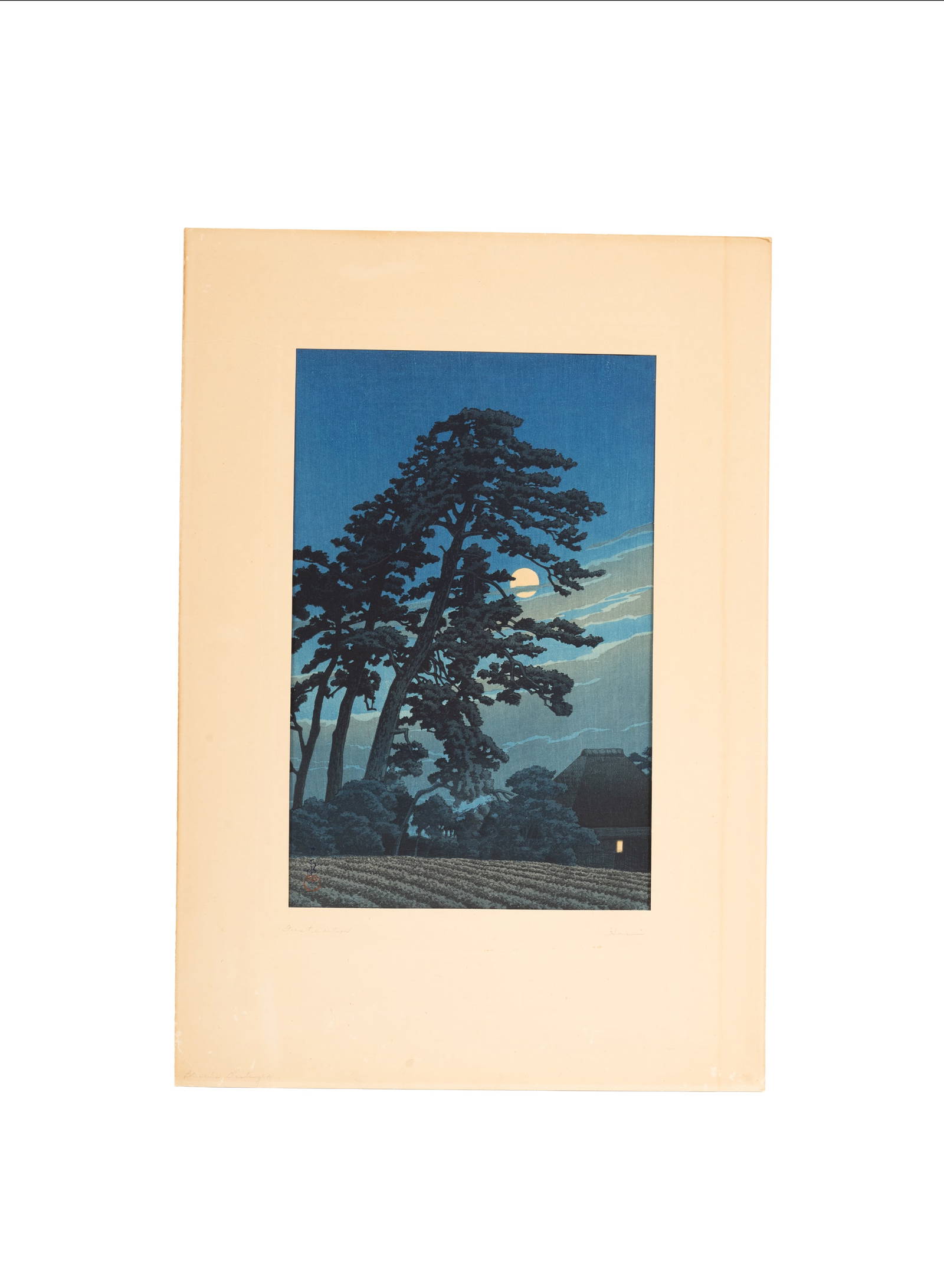 KAWASE HASUI (川瀬巴水 , Japanese, 1883-1957) Full Moon at Magome Woodblock