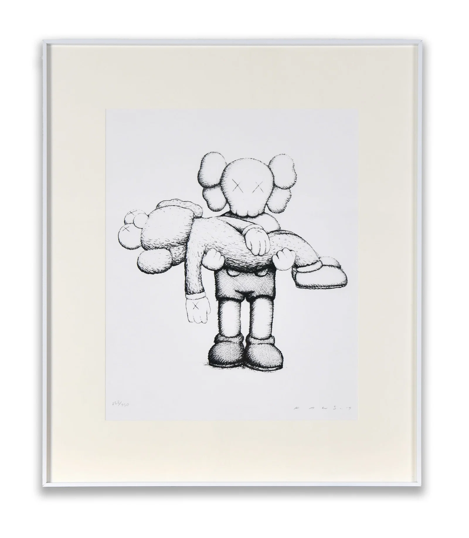 KAWS (B. 1974), ATTRIBUTED TO, COMPANION CARRYING FIGURE (BLACK & WHITE)
