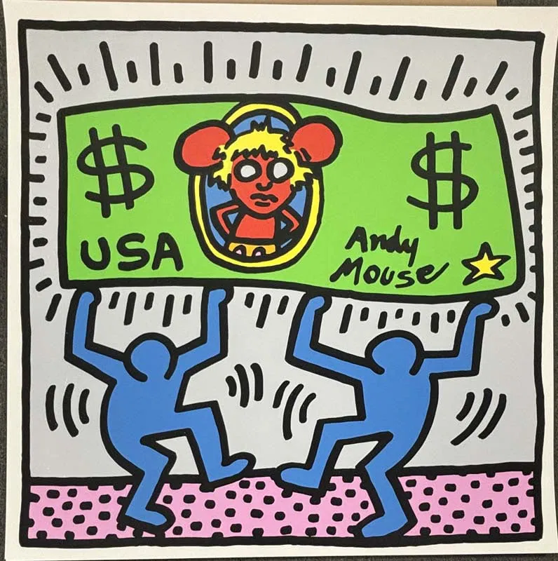 Keith Haring (American 1958-1990) Andy Mouse Serigraph. 1986