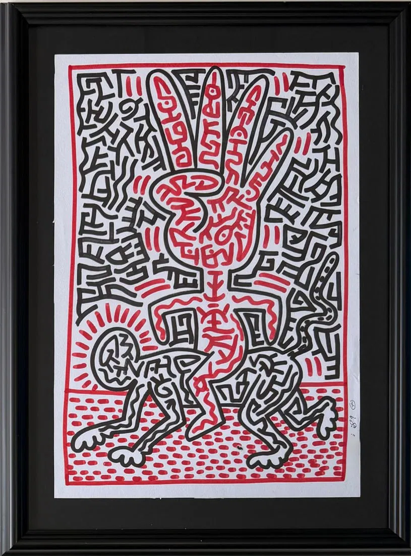 Keith Haring American 1958 - 1990 Marker/Paper In The Style of. Warhol & Haring Pop Art