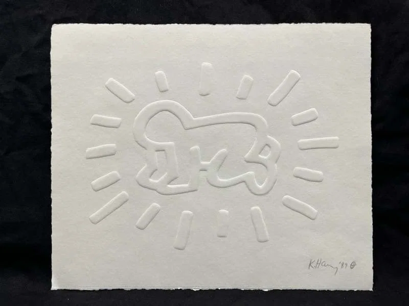 Keith Haring (American 1958-1990) Radiant Baby engraving on paper Hand signed by Keith Haring in