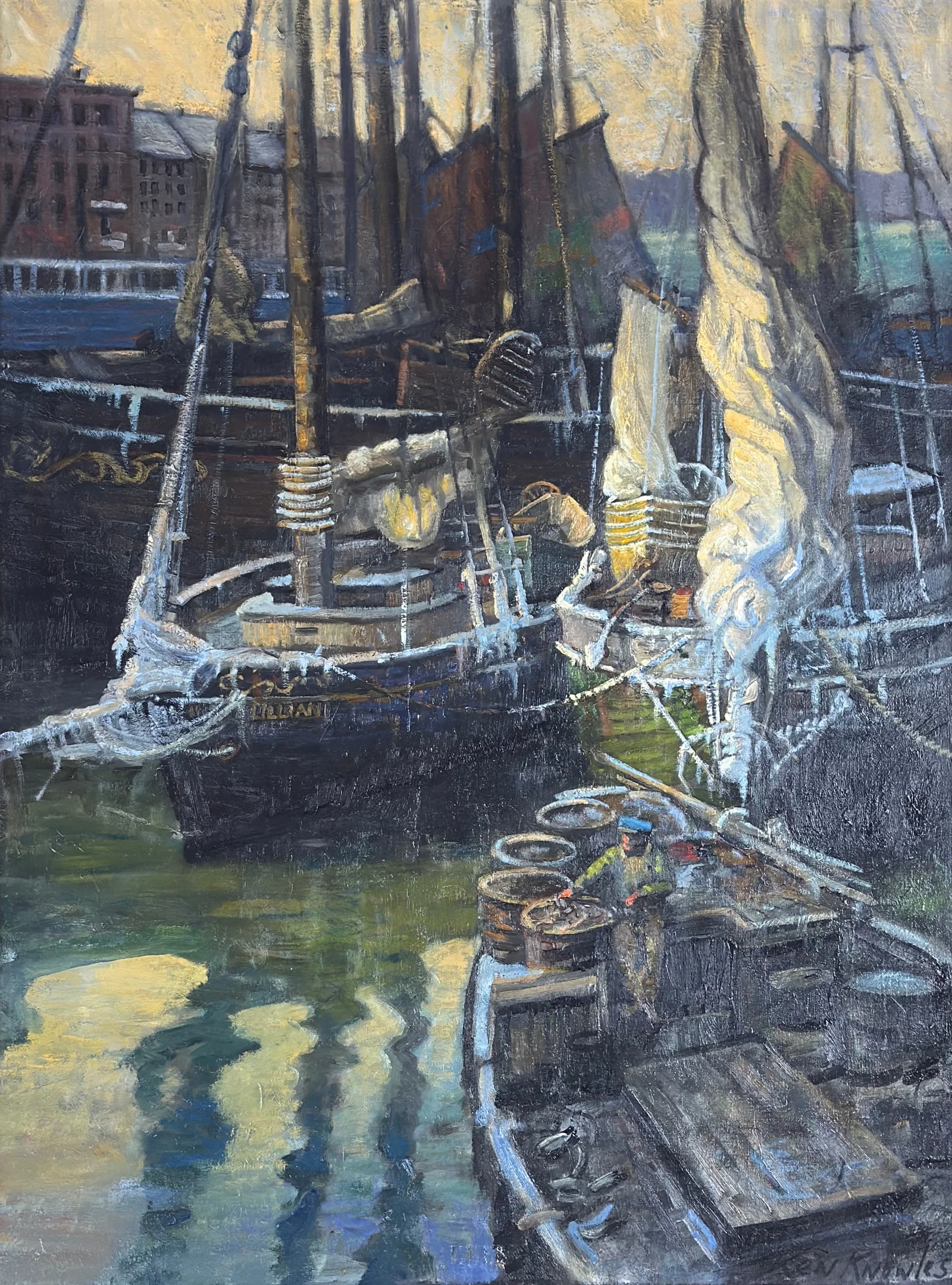 Ken Knowles (Born 1968) "Baiting Lines, T-Wharf, Boston"