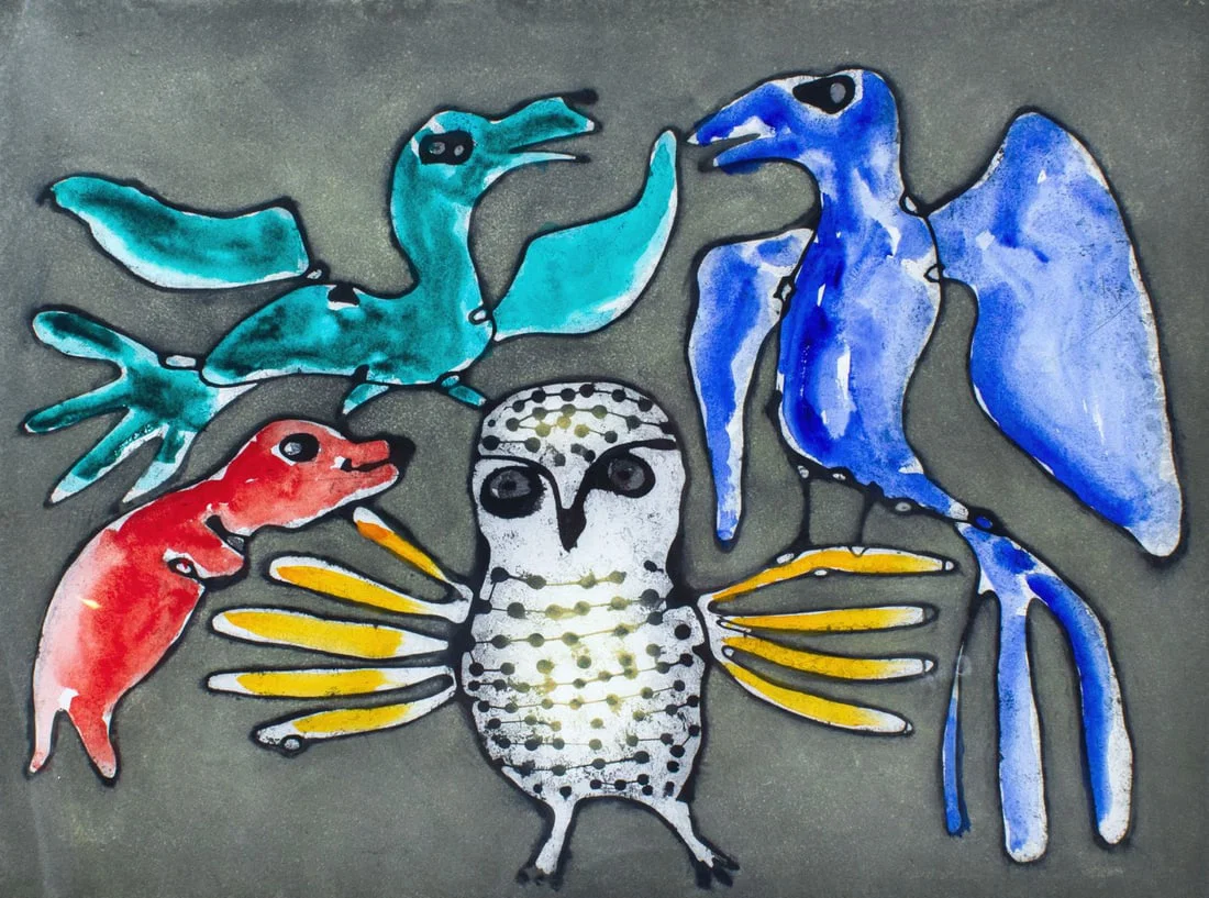 Kenojuak Ashevak "Owl's Overture" Aquatint Etching