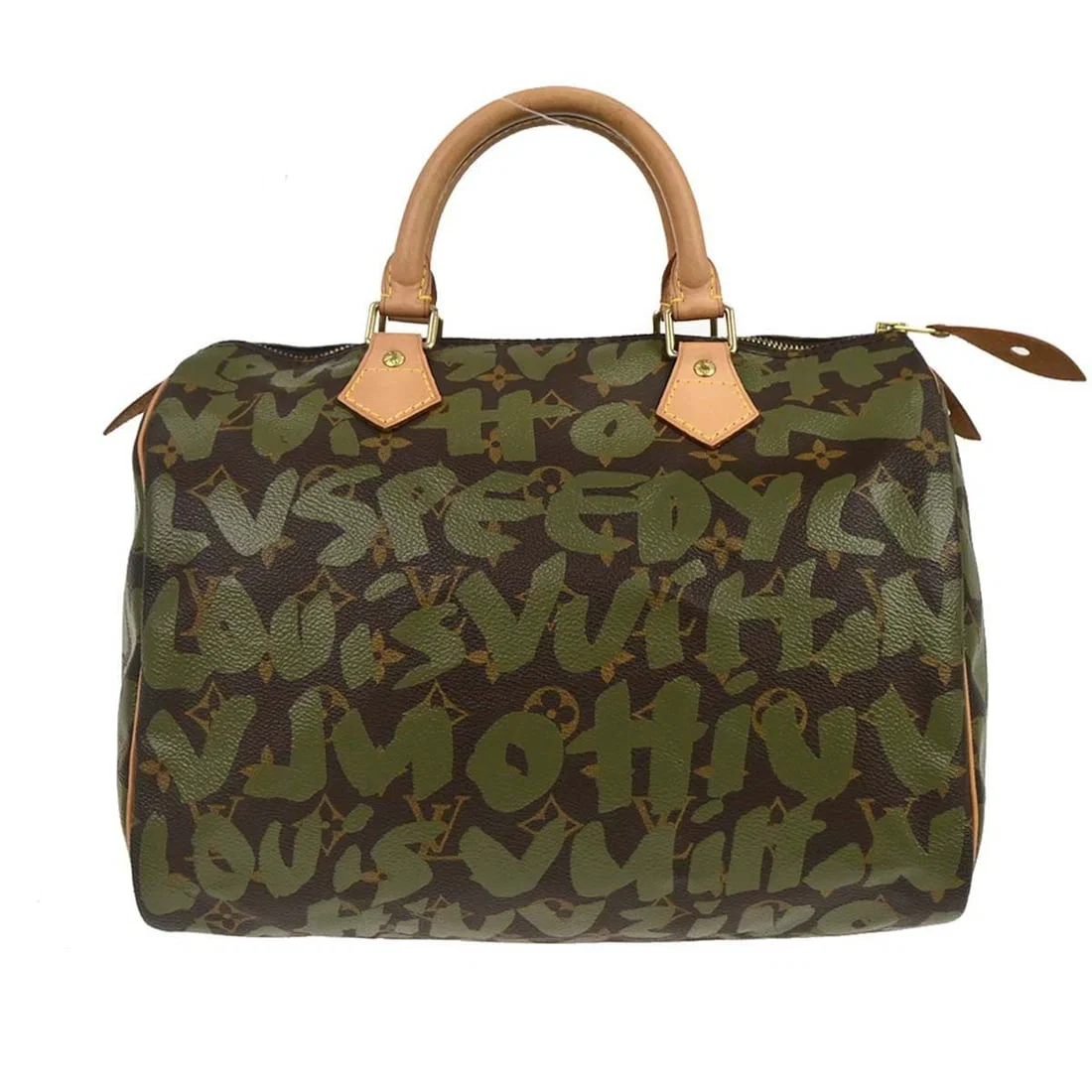 Khaki Graffiti Canvas Speedy 30 Handbag by Louis Vuitton M92194