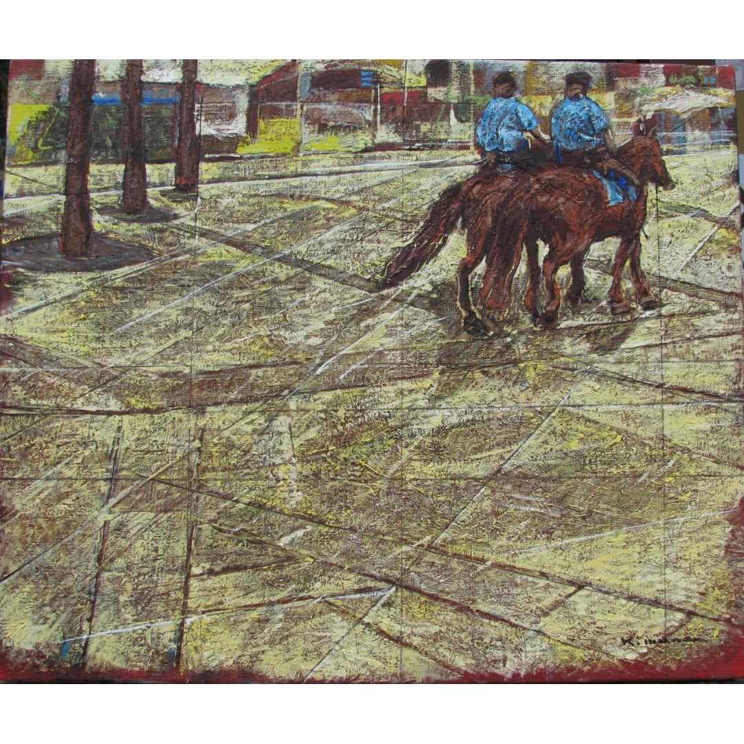 Kimura JirO, "Prague Spring Square, Czech Republic," oil painting, size 8.