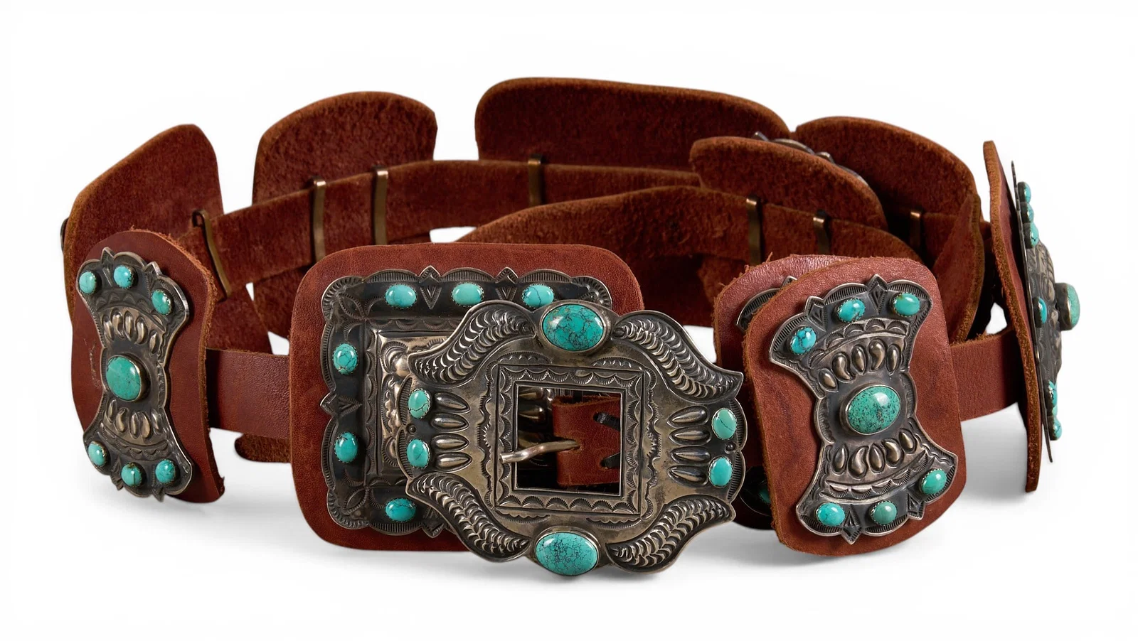 Kirk Smith, Navajo Sterling & Turquoise Concho Belt