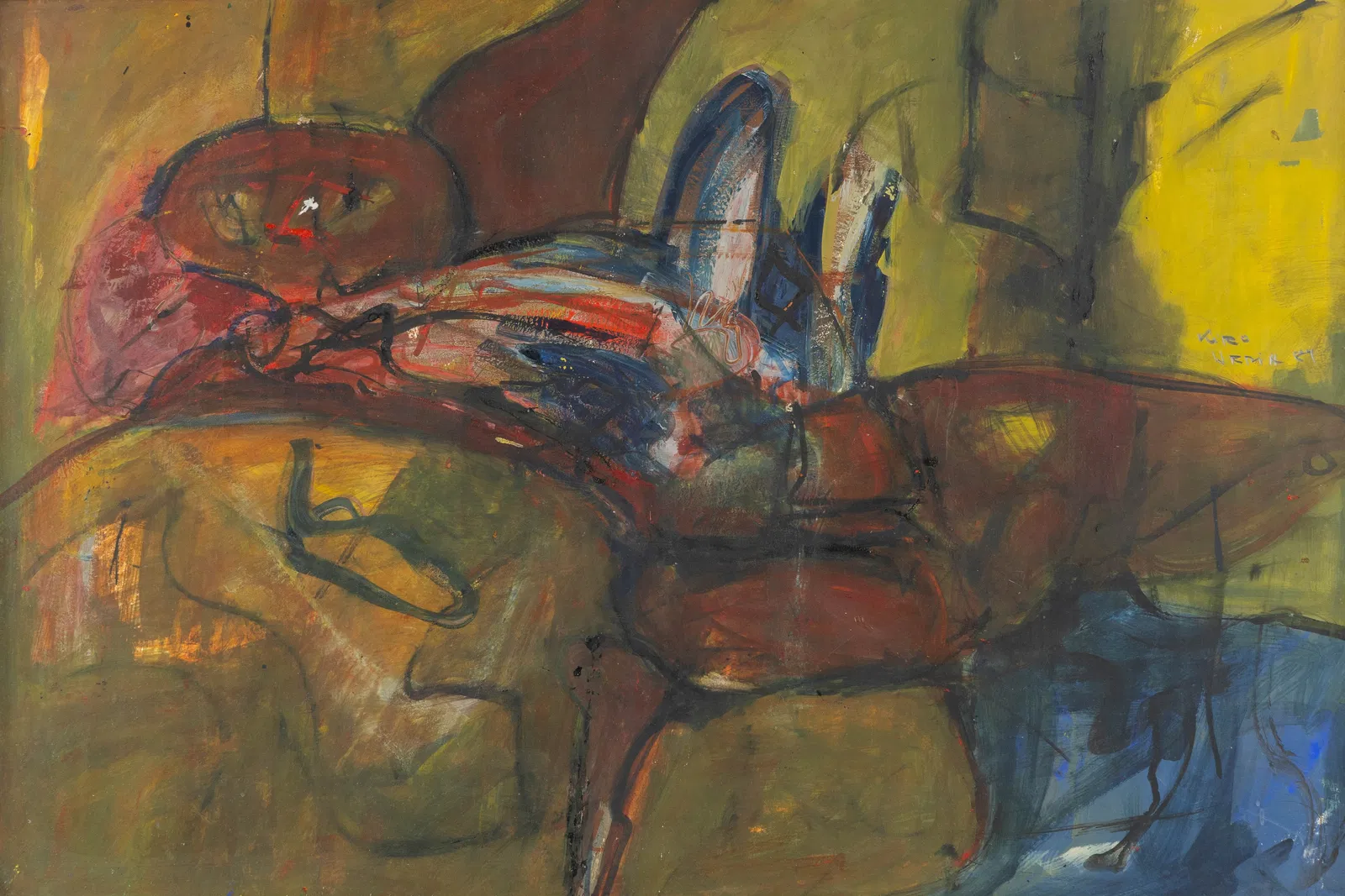 Kiro Urdin (1945) ‘Composition’. Mixed media on paper. (1989)
