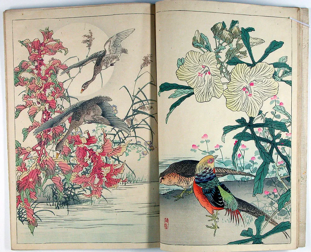 Kono BAIREI (1844-95): A Book of Drawings of Flowers and Birds by Bairei - complete in 2 vols.