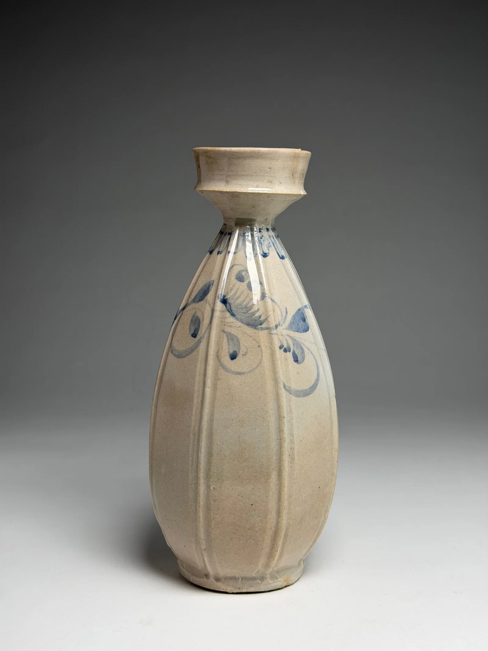 Korean Blue and White Octagonal Porcelain Vase - Joseon Dynasty