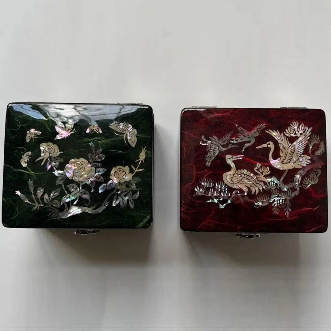 Korean traditional craft mother-of-pearl inlaid jewelry box (set of two)