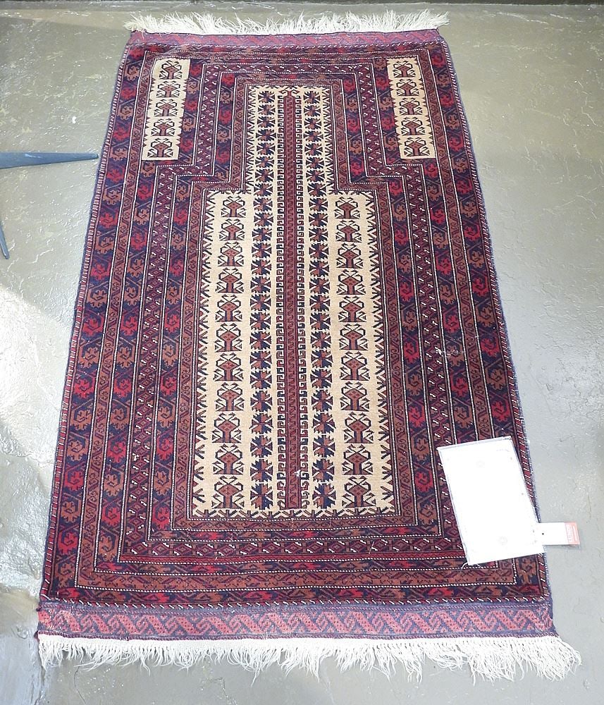 Kowdoni Baluch Prayer Rug, Approximately 3'2" x 5'5".