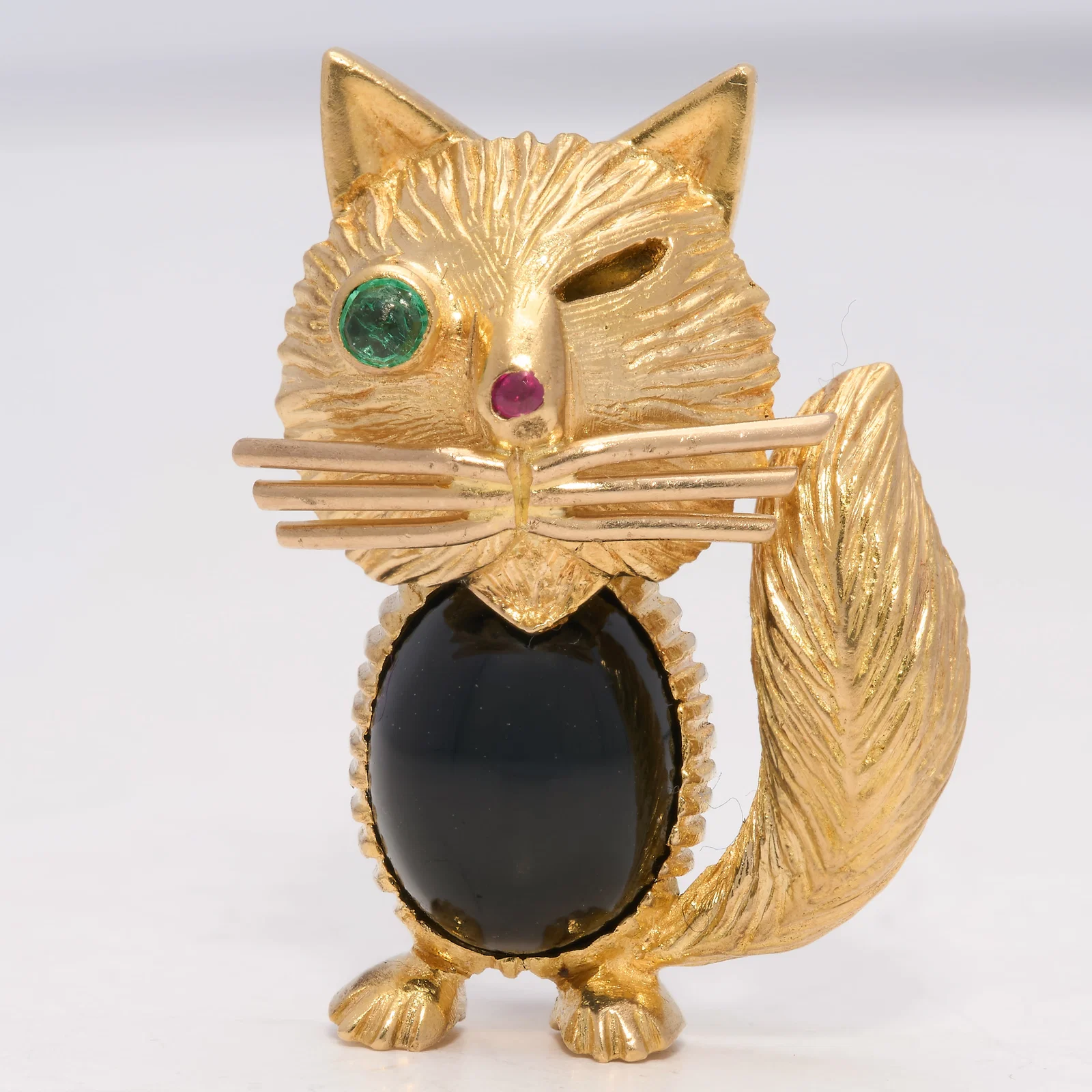 KUTCHINSKY GEM SET CAT BROOCH