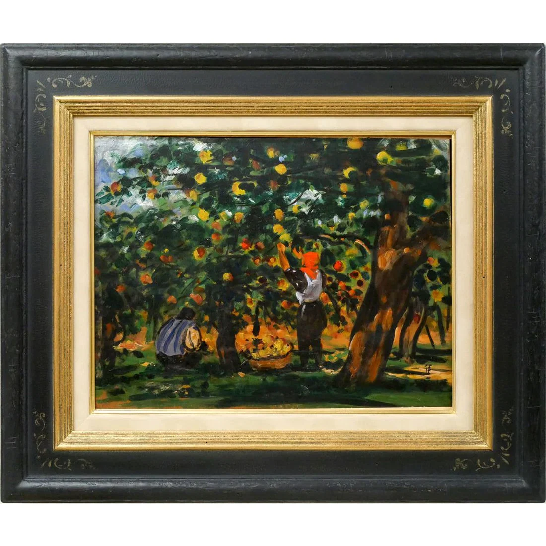 Kyo Kushi, Yoshikazu "Ringoen" (Apple Orchard), oil painting, irregular dimensions 6