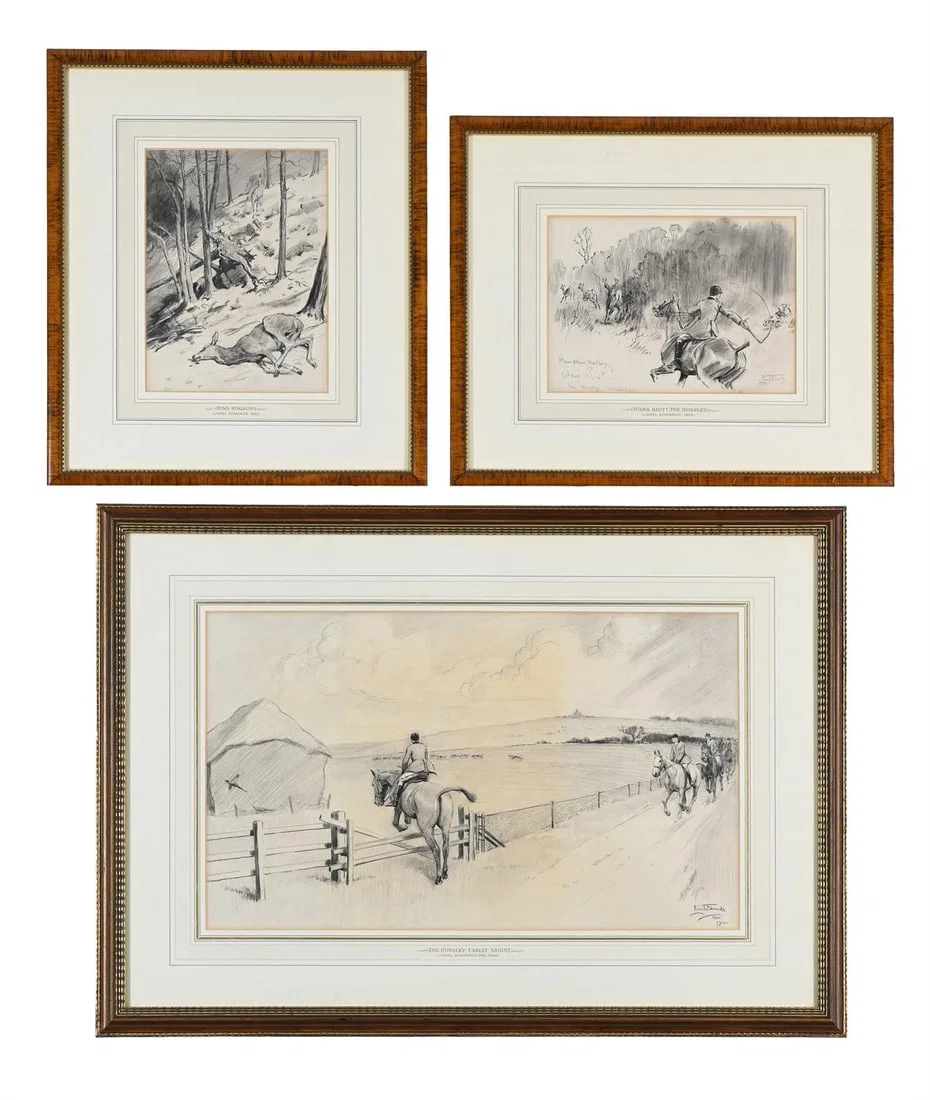 λ LIONEL DALHOUSIE ROBERTSON EDWARDS (BRTISH 1878-1966), THE HURSLEY; WARR RIOT; AND ANOTHER