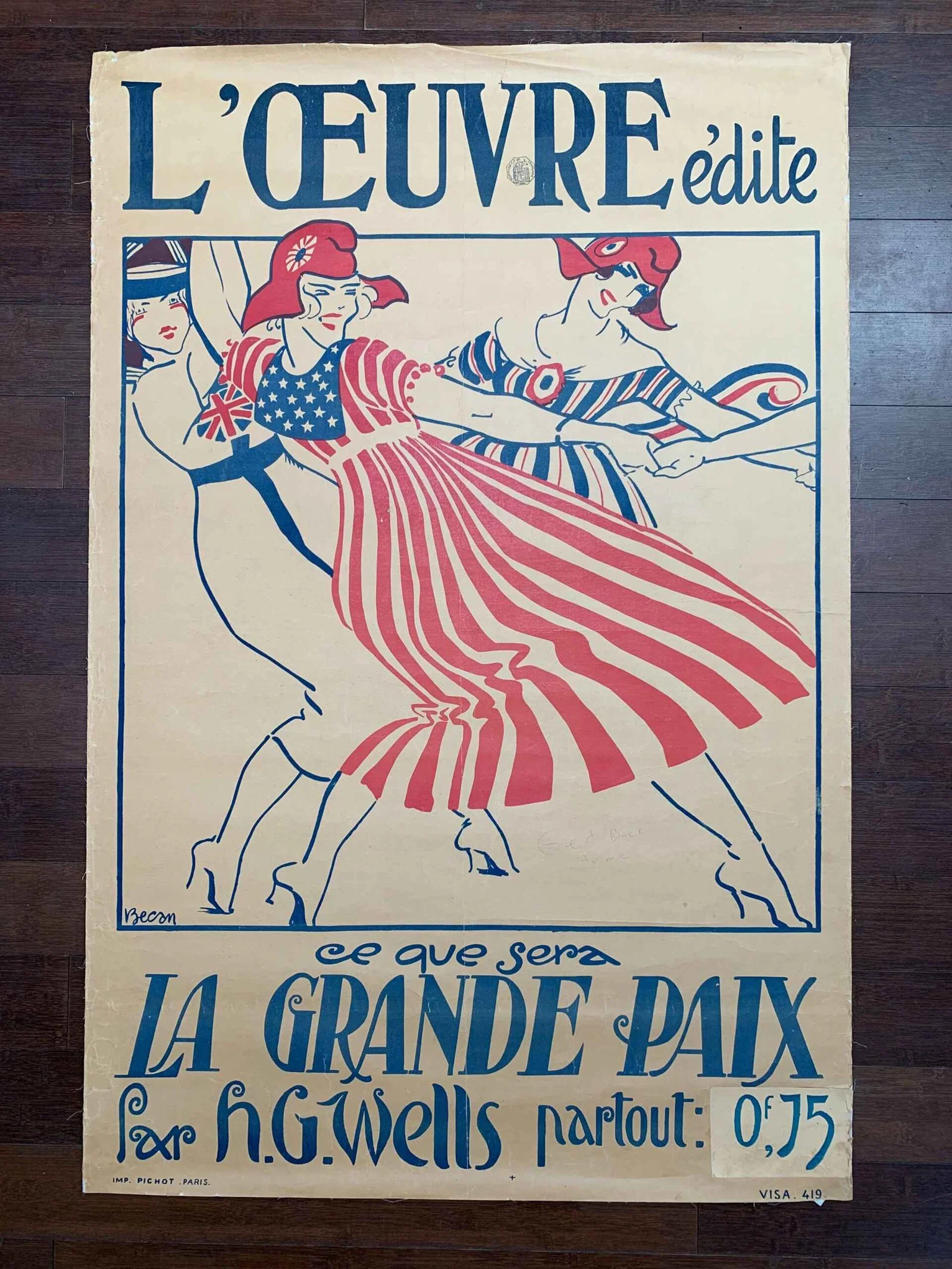 L'Oeuvre La Grand Prix - Art by Bernard Becan (1919) 31x46 French Lithograph Poster LB