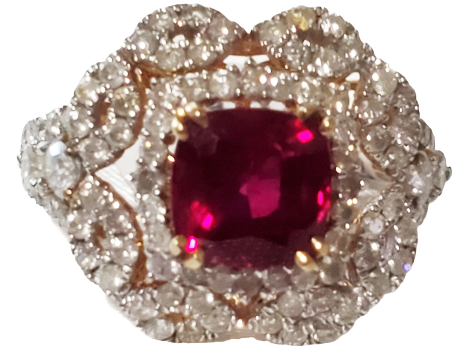 LADYS 2.5 CT. RUBY & DIAMOND Y.G. 14KT RING