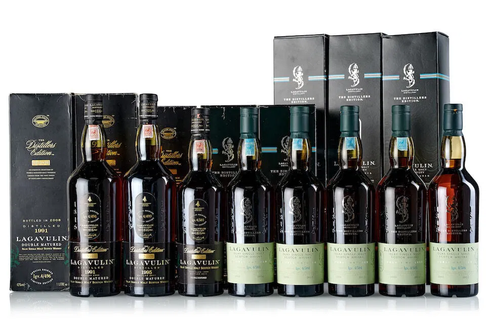 Lagavulin Distillers Edition, 1991 (1x 1000ml) Lagavulin Distillers Edition, 1995 (1x 1000ml) La...