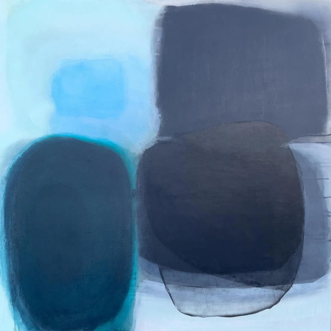Lagoon (Wallflower Series) Turquoise Color Field Abstract Painting