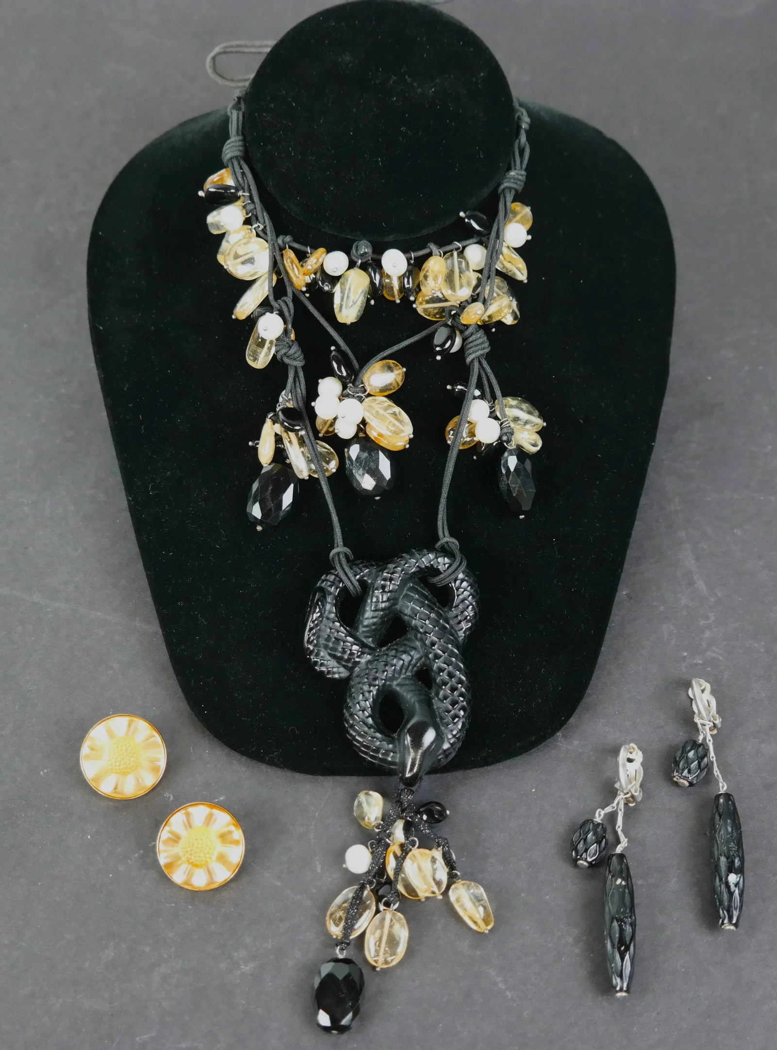 Lalique "Tourbillons" Necklace Earring Set, & Ring