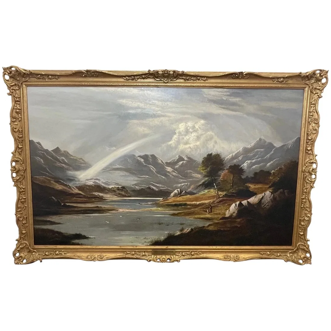 Landscape Oil Masterpiece“A Summer Shower Passing Over the Snowdon Range" C1878