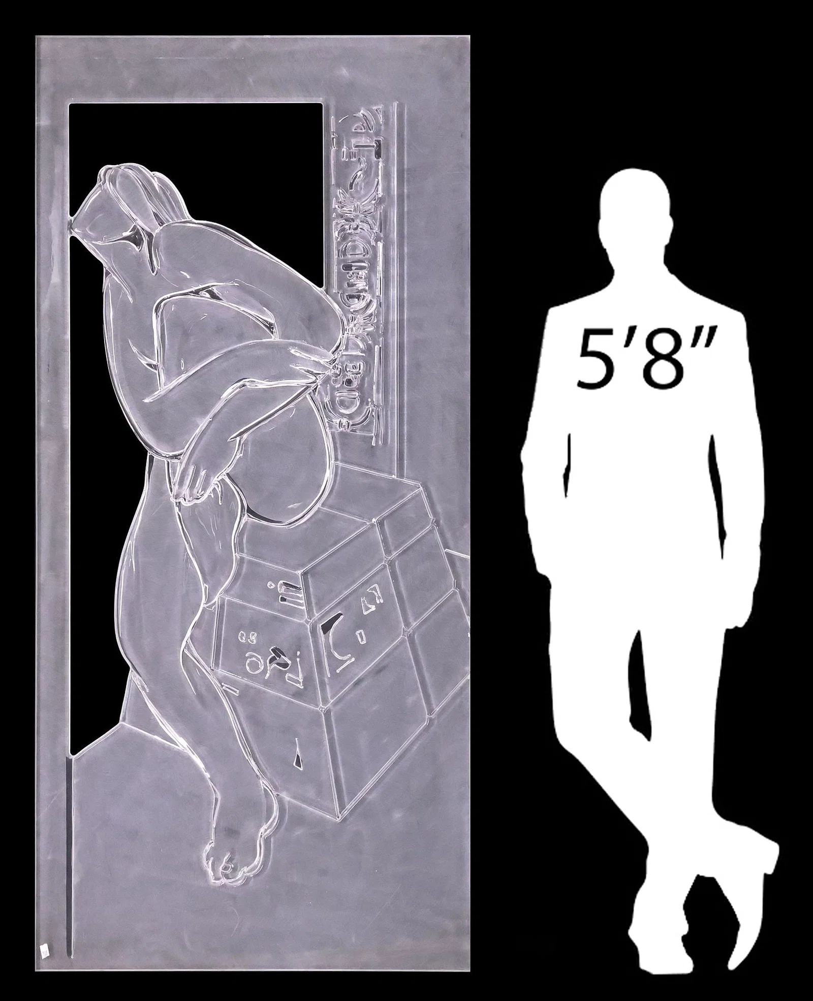 LARGE ABSTRACT FIGURAL NUDE OPENWORK ART PANEL, 87.75" X 40.75"