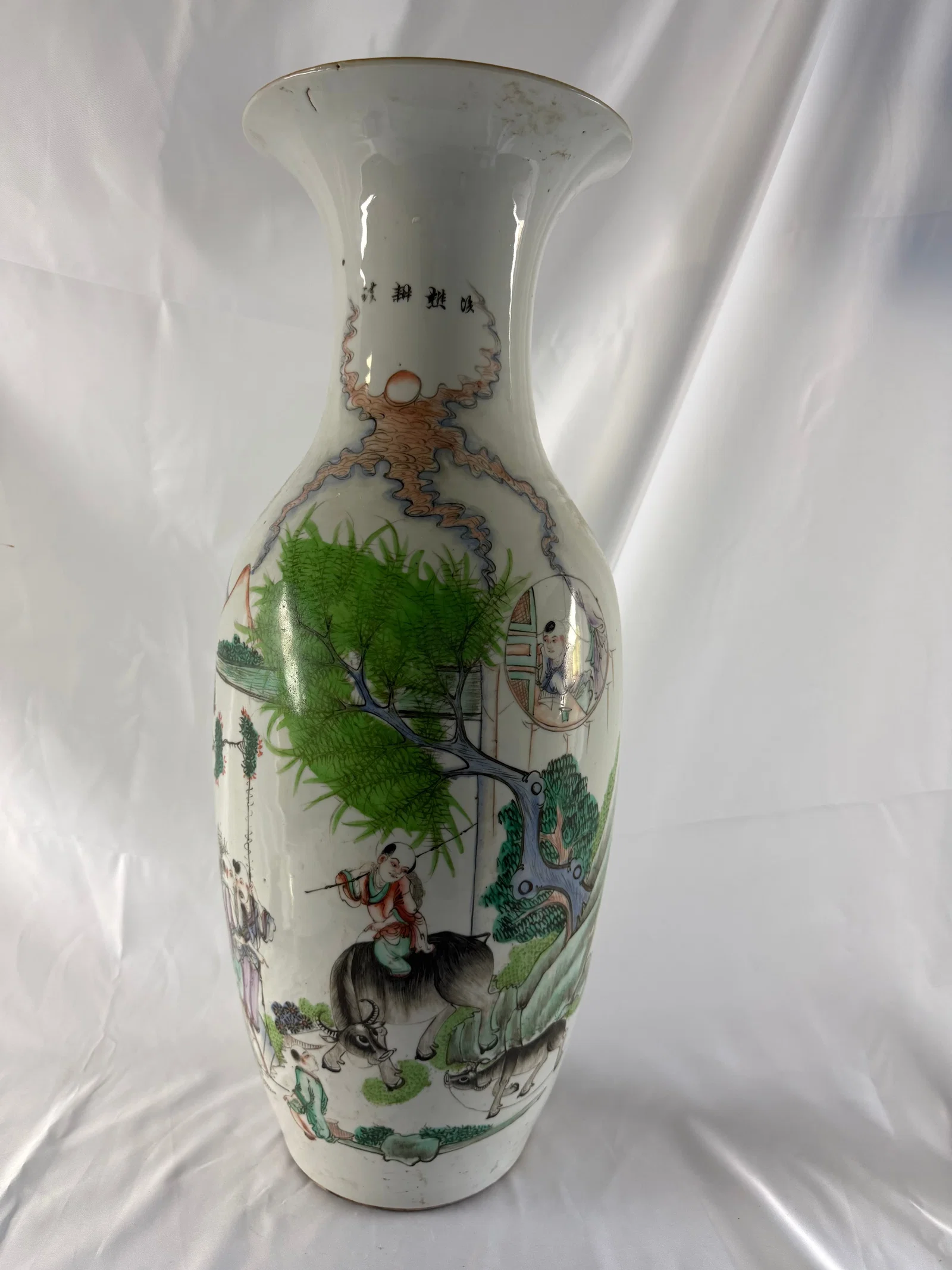 Large Chinese famille rose figures porcelain vase