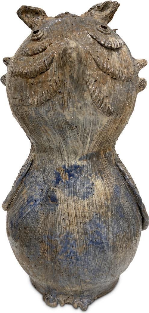 Large Currey Terracotta Reactive Glaze Hoot Owl Statue 16.5 inches