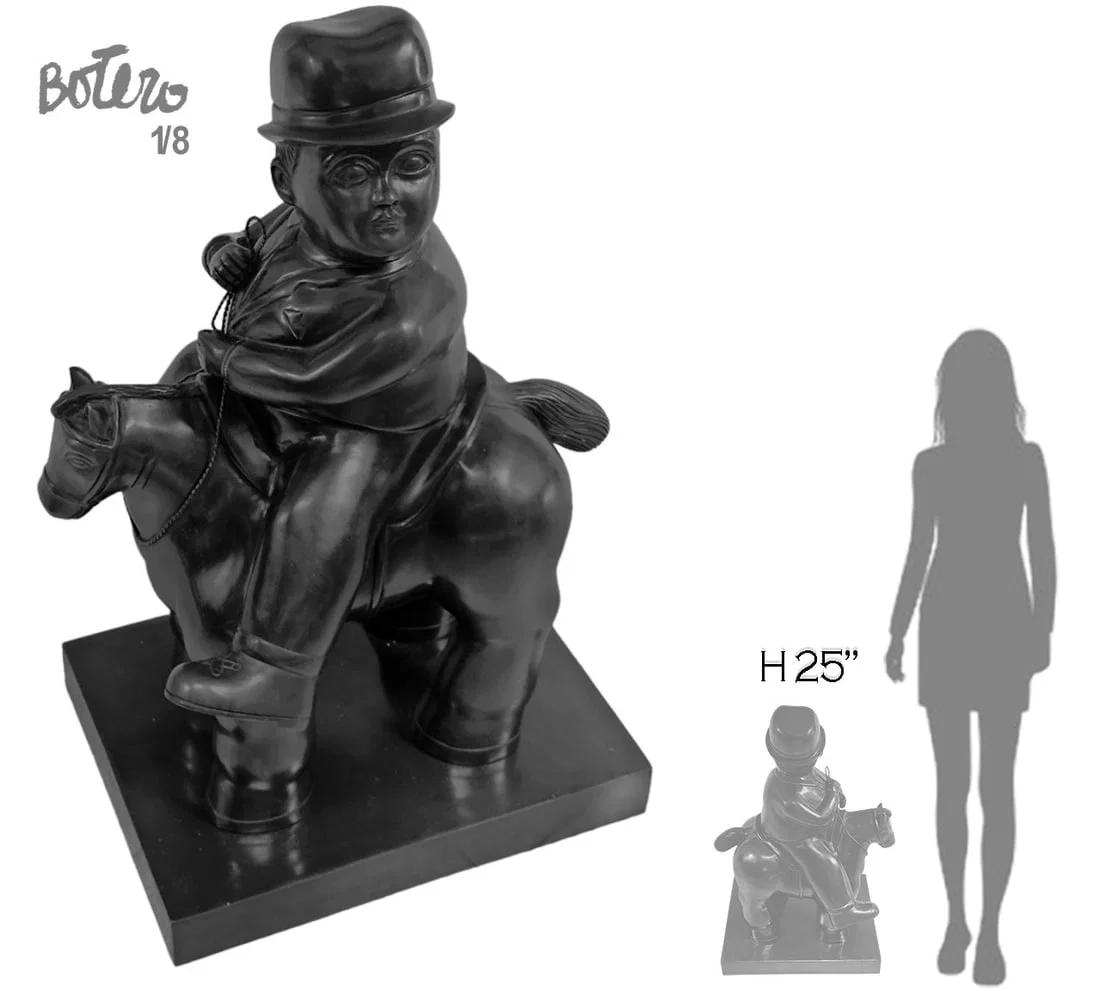 Large Fernando Botero "Horseback" Bronze Sculpture, Singed & Numbered
