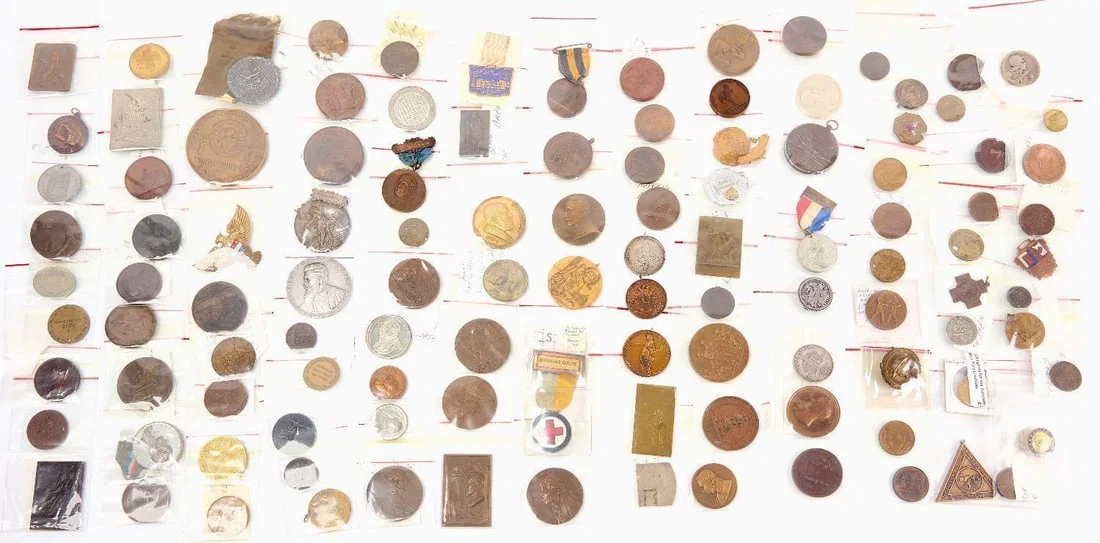 Large Group of Historic Medals, Bronze Plaquettes, Tokens