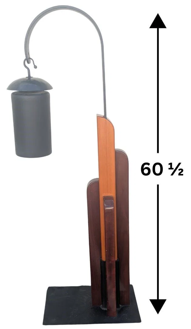 Large Japanese Cast Iron and Wood Garden Wind Bell or Gong