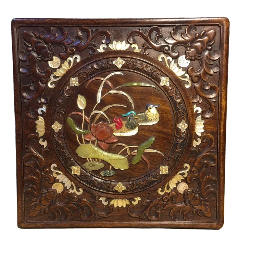 Large Leaf Huanghuali Inlaid Box