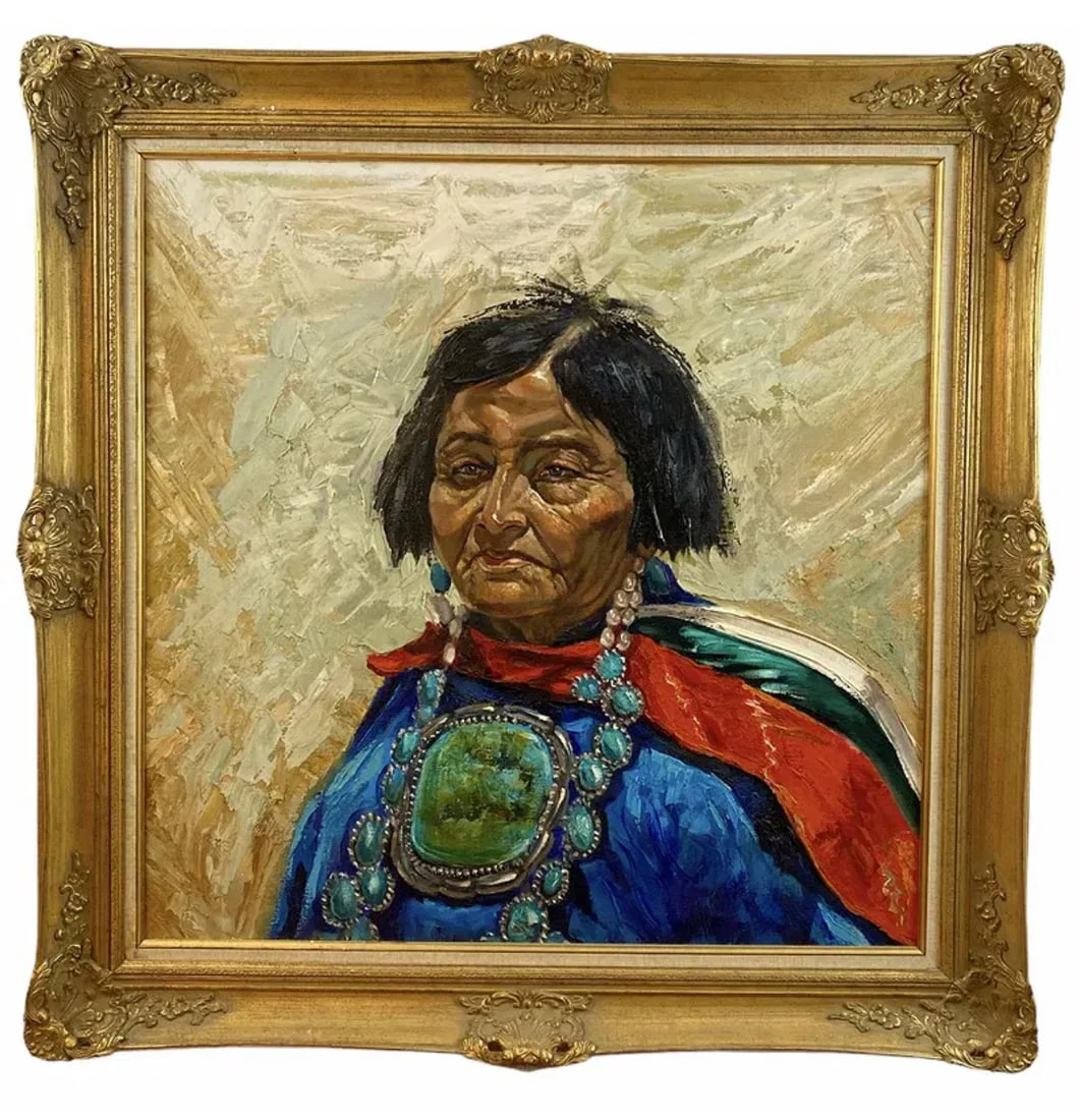 Large Native Woman Oil Painting