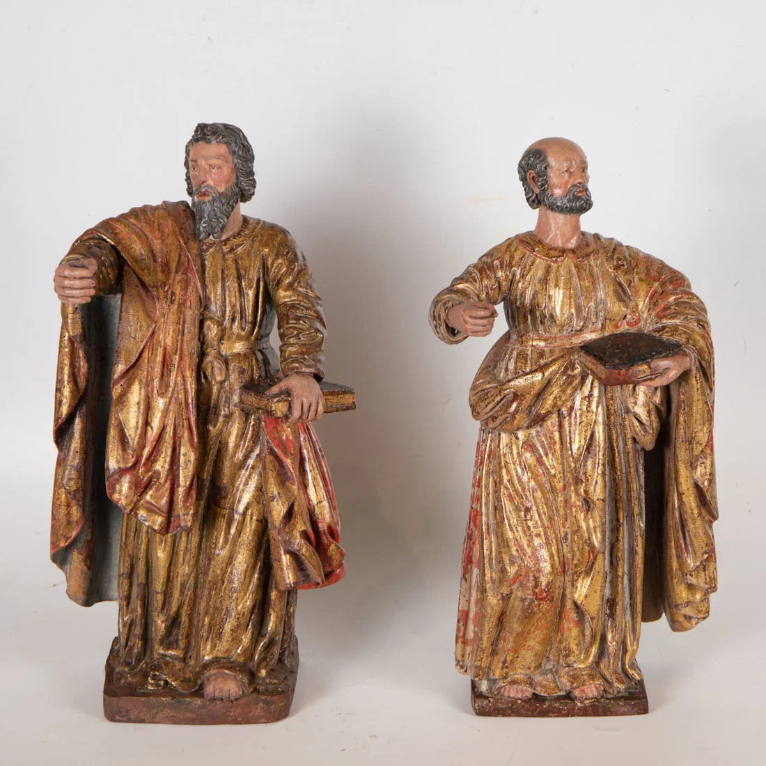 Large Pair of Sculptures of the Evangelists Saint Matthew and Saint Mark, Castilian school of the