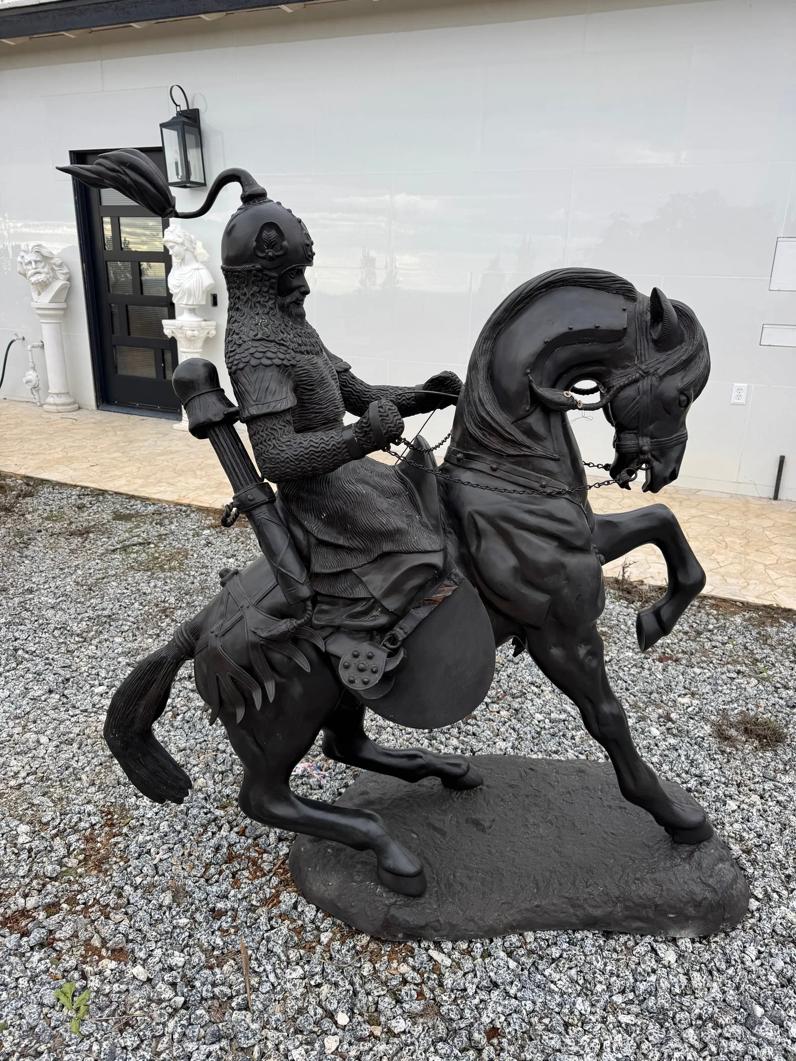 Large Rider and Horse Bronze Sculpture