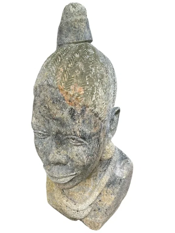 LARGE STONE ZAMBIAN BUST SCULPTURE 27"