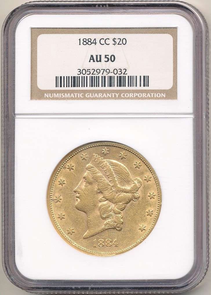 Last Minute! 1884-CC Gold $20 Liberty Head NGC AU50