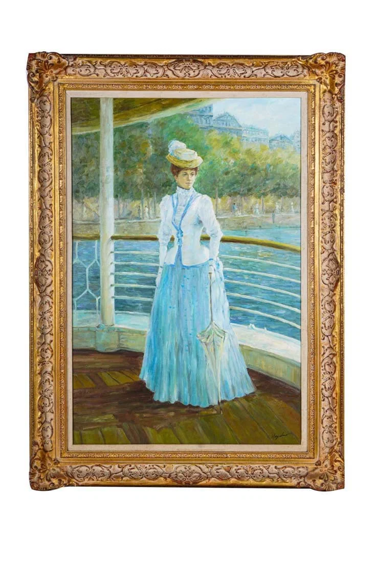 Late 19th C. Oil on Canvas of Victorian Woman Signed