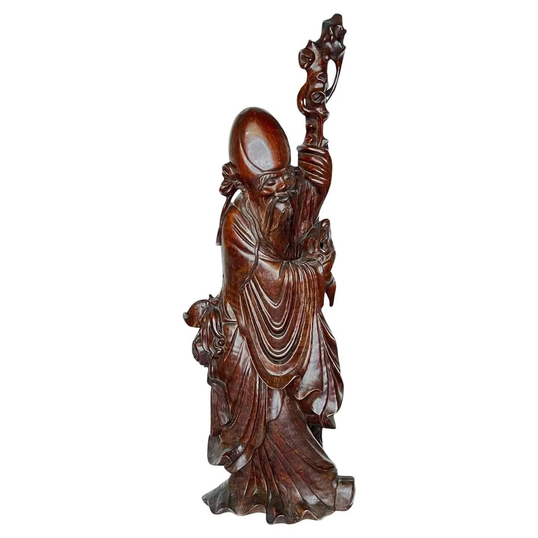 Late 19th Century Hand-Carved Rosewood Daoist Deity Figure from China