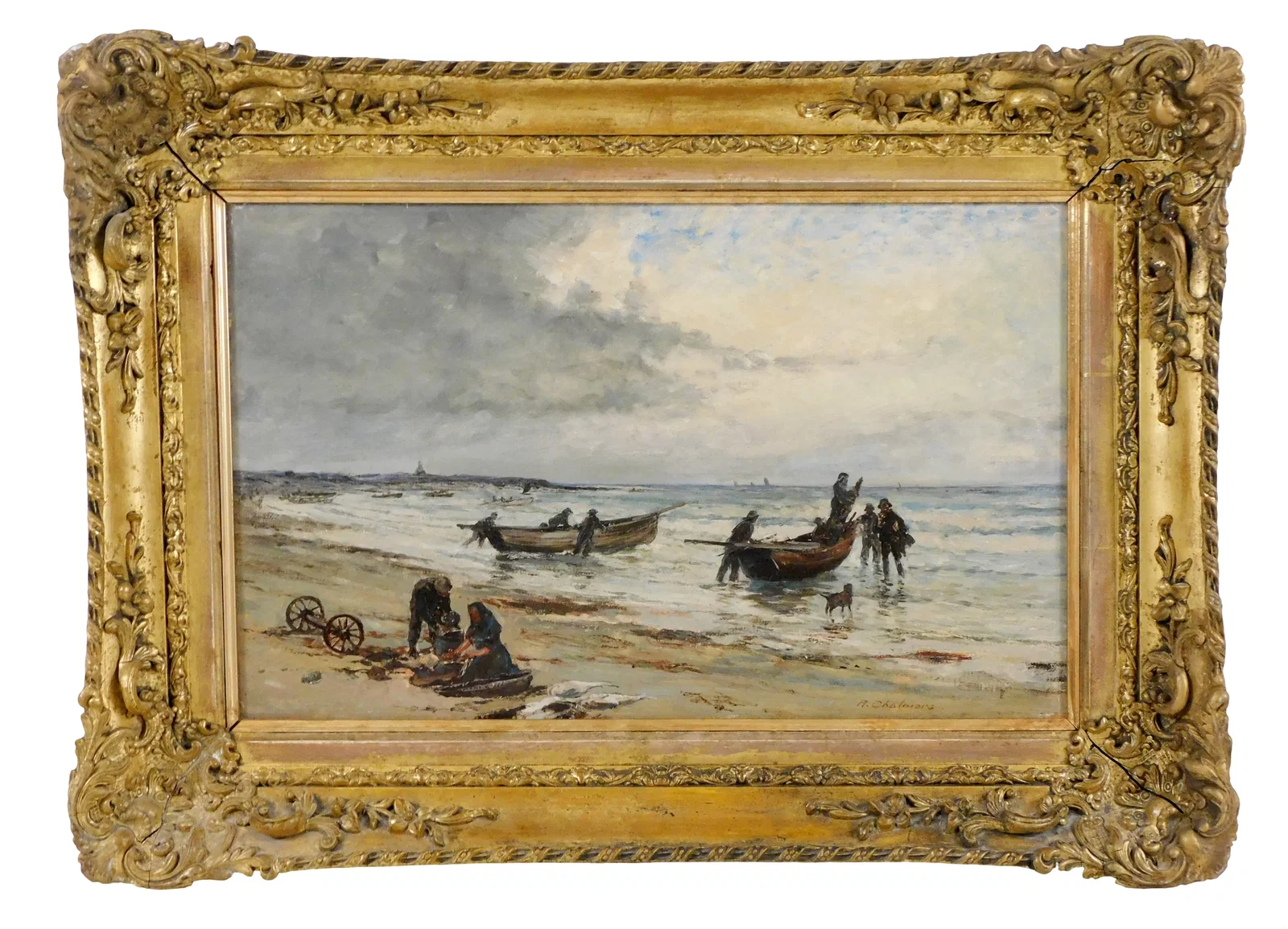 Late 19th- early 20th C. Post-Impressionistic seascape, oil on canvas, signed "R. Chalmers" lower