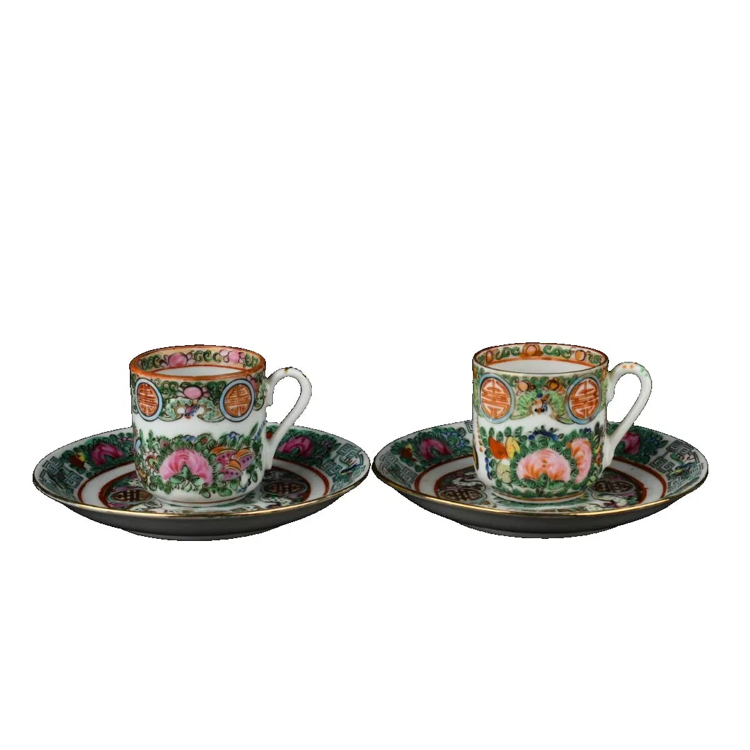 Late Qing Guangcai Gilded Floral Longevity Tea Cup