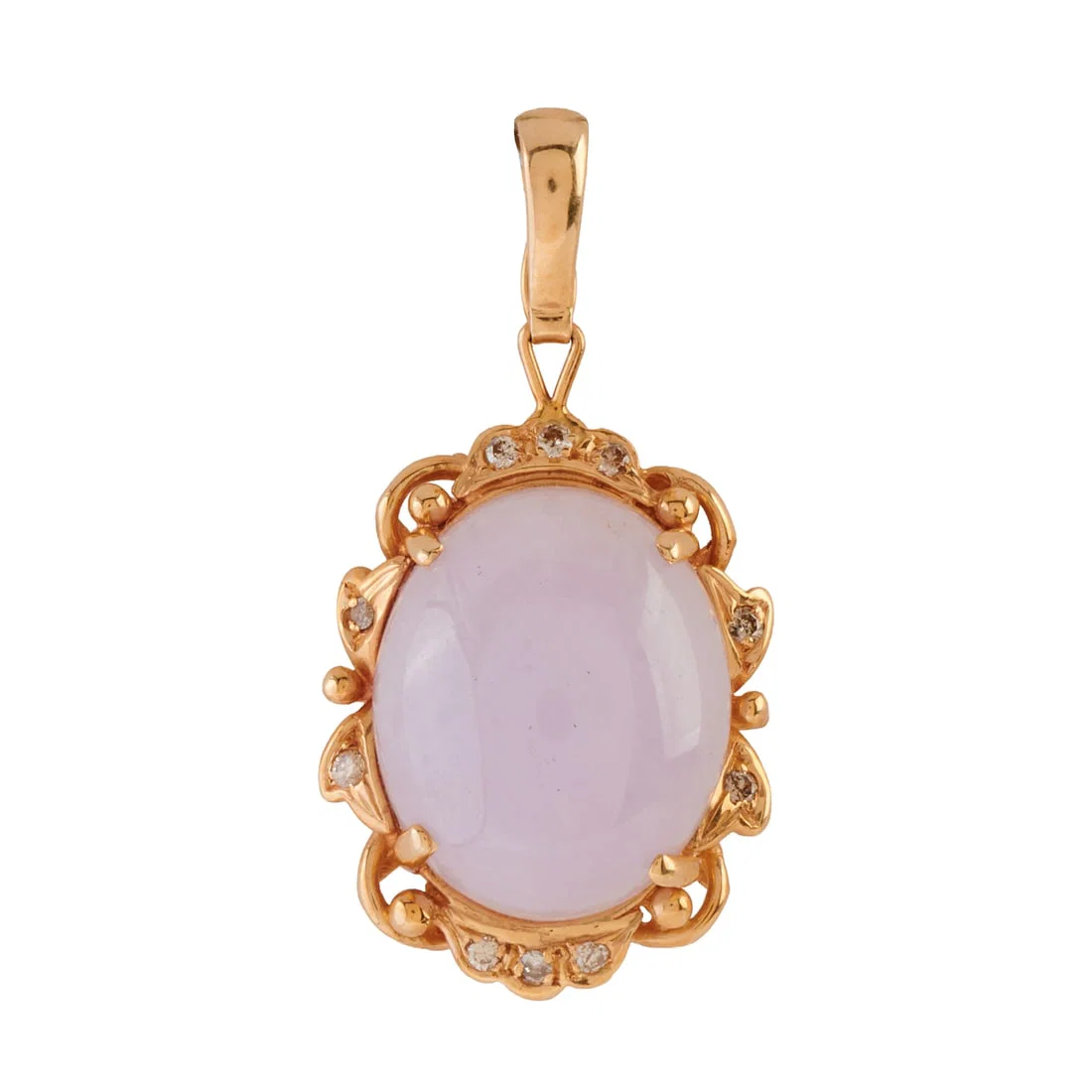 Lavender Jade, Diamond, 14k Yellow Gold Pendant Enhancer