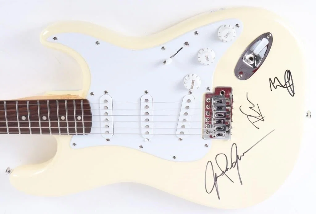 LED ZEPPELIN SIGNED SQUIRE FENDER GUITAR