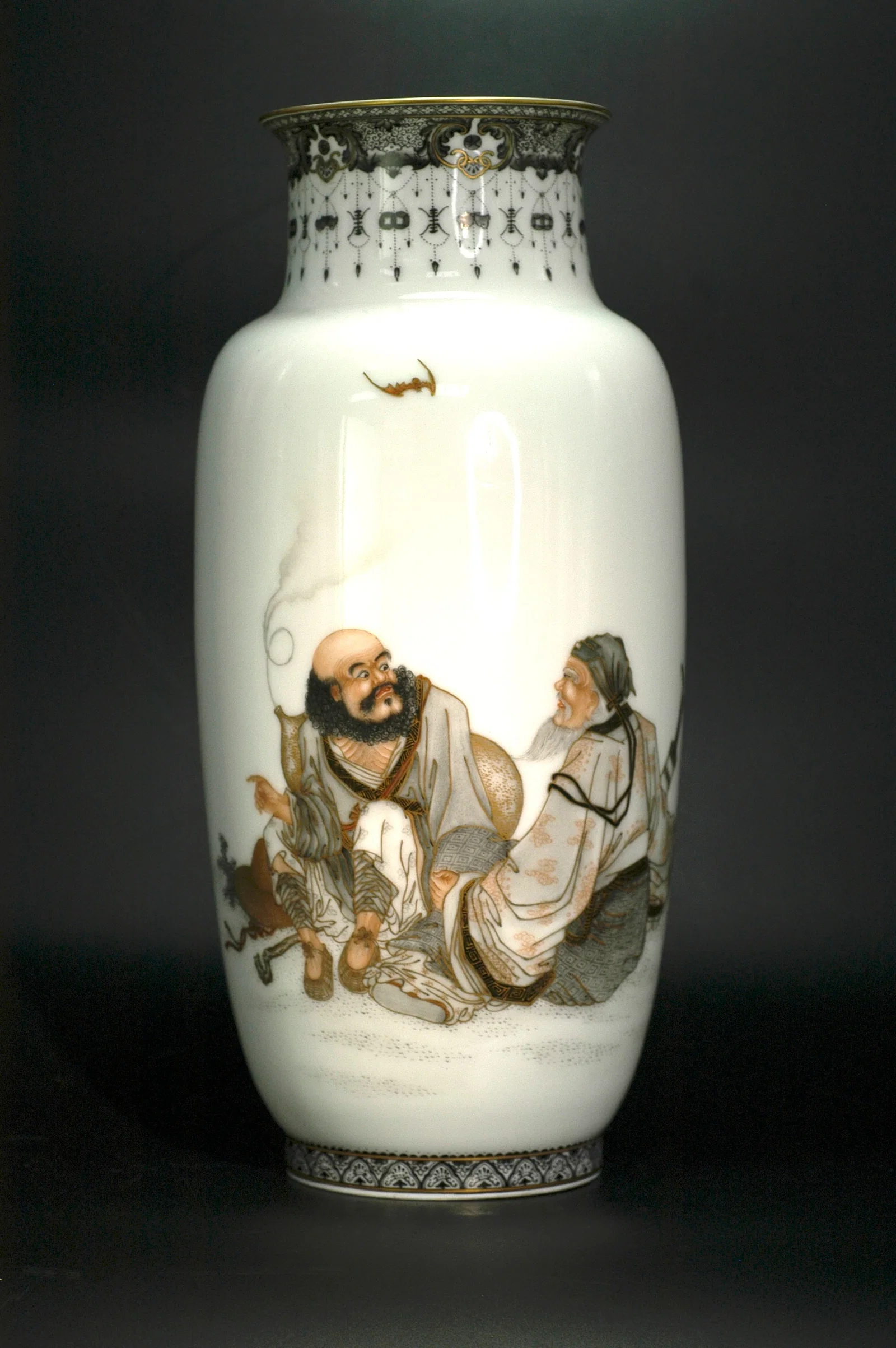 Lei Huo Lian Famille Rose Lantern Vase with Figures