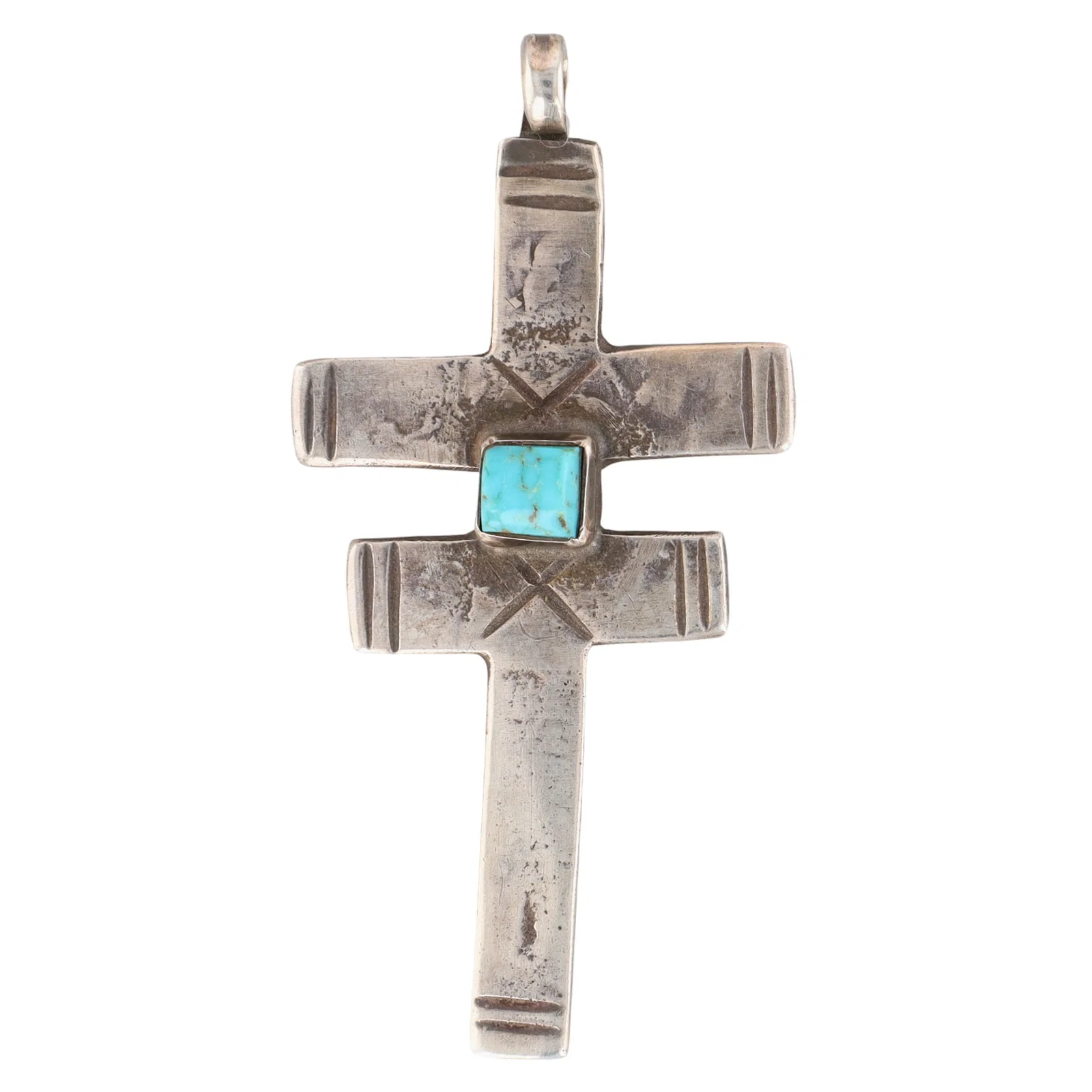 Leo Coriz Santo Domingo Turquoise Isleta Cross Pendant