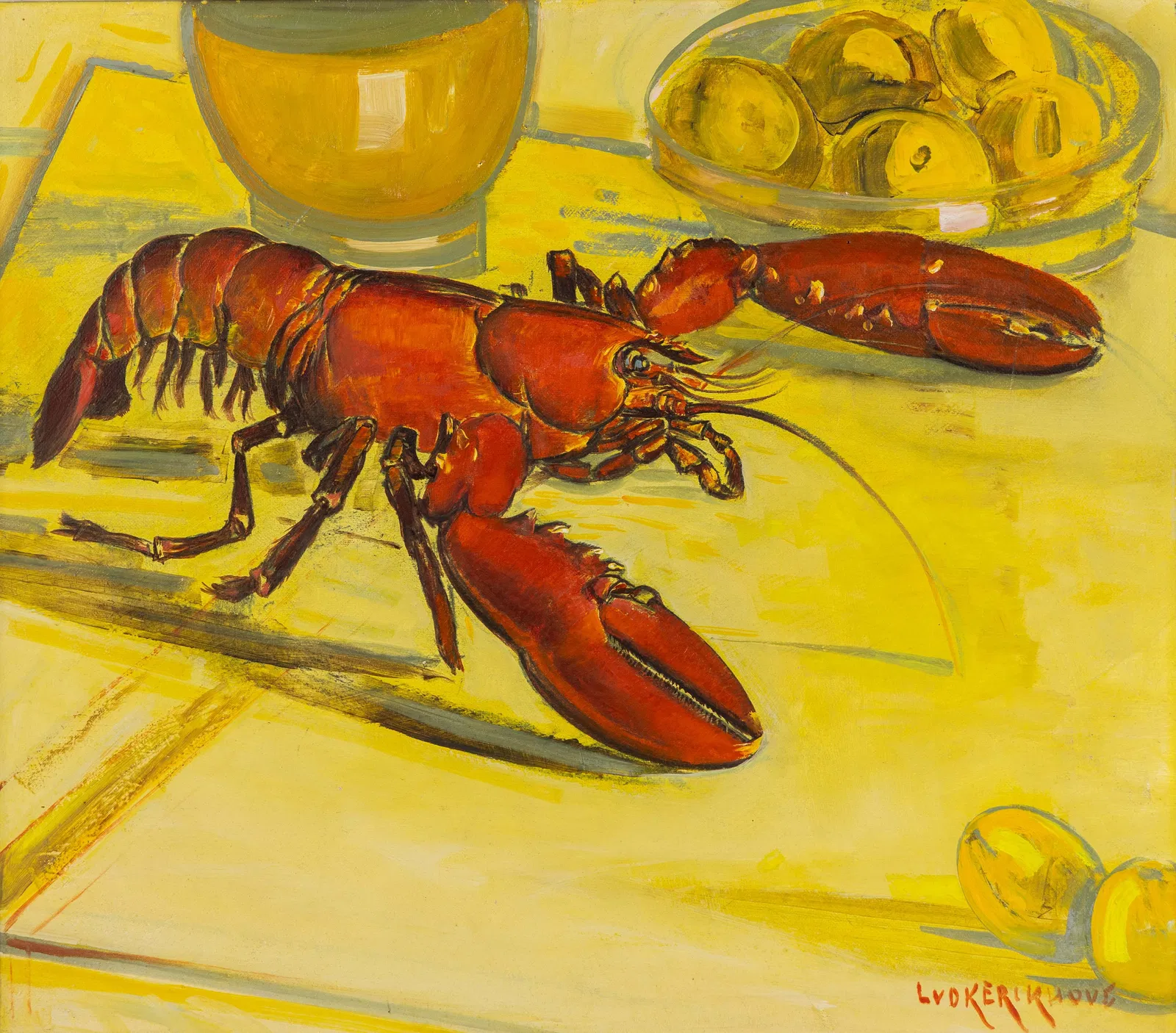 Leo Vandekerckhove (1896-1986) 'Lobster', oil on panel.