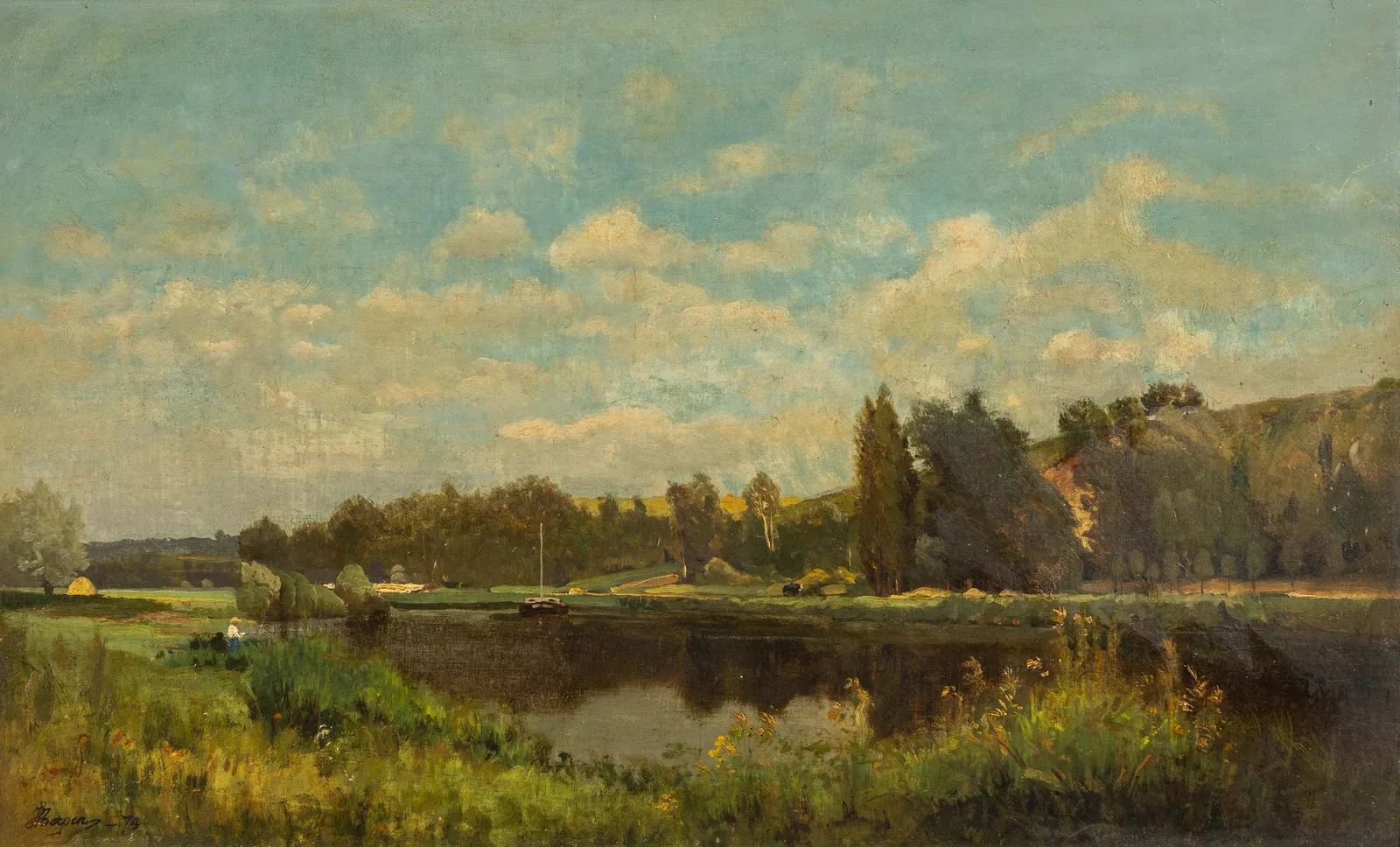 Léon Pierre Herpin (1841-1880) 'L'Oise à Auvers', oil on canvas (1874).