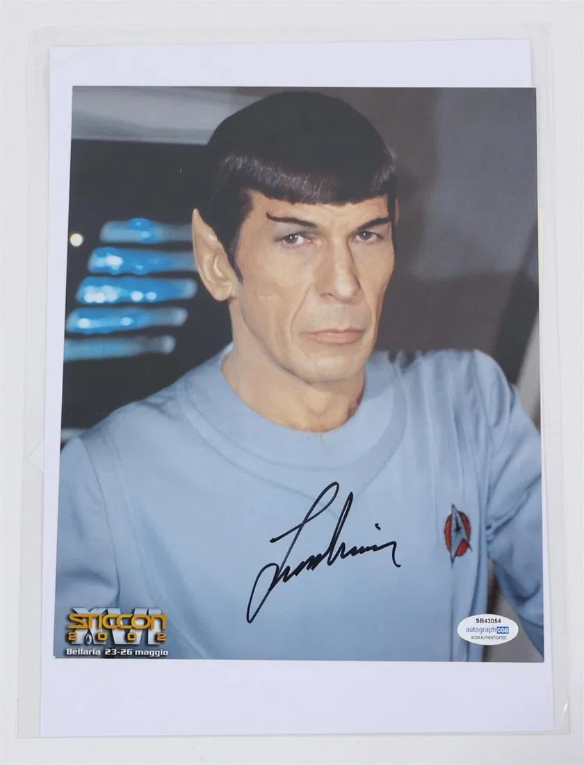 Leonard Nimoy Signed Spock Photo with COA
