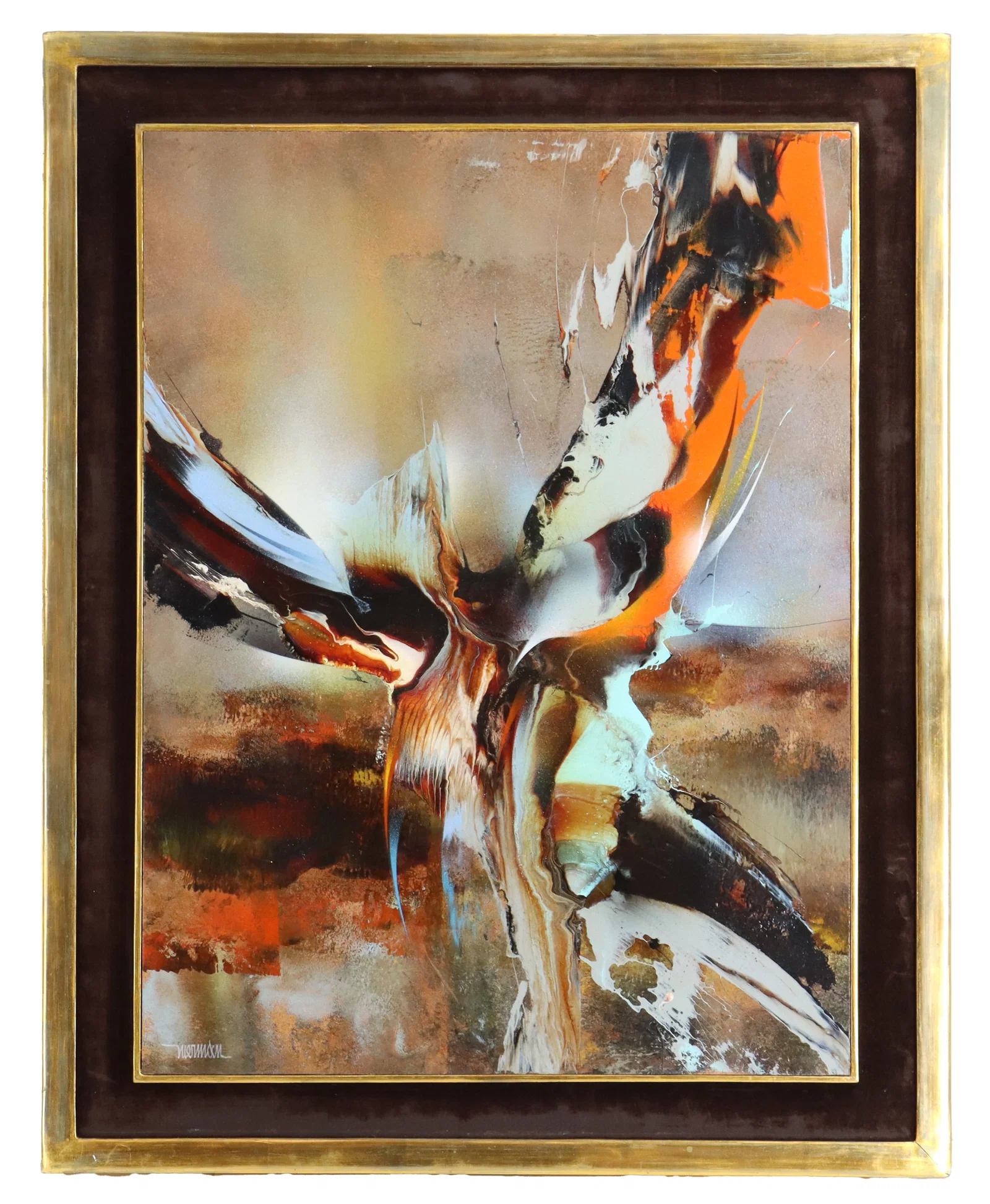 Leonardo Nierman (1932-2023) Mexican, Original Signed Oil on Board "Bird of Paradise"