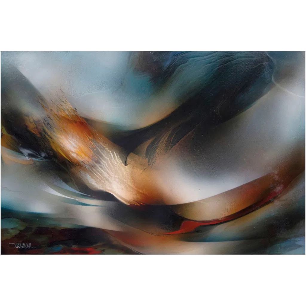 LEONARDO NIERMAN. Nacimiento de la luz. Firmado. Acrílico sobre masonite. 40 x 60 cm